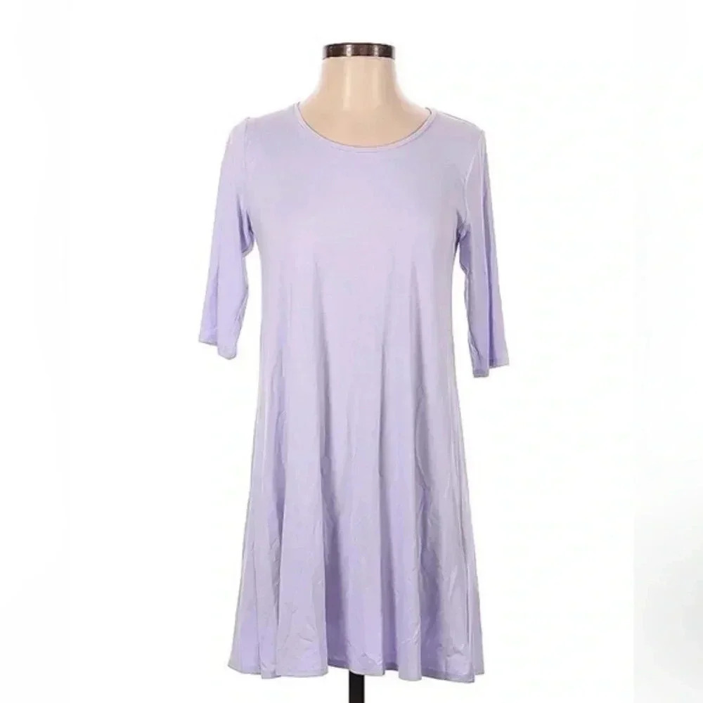 Eileen Fisher | Lilac WISTR Viscose Jersey 3/4 Sleeves Tunic Dress Size XXS NWT